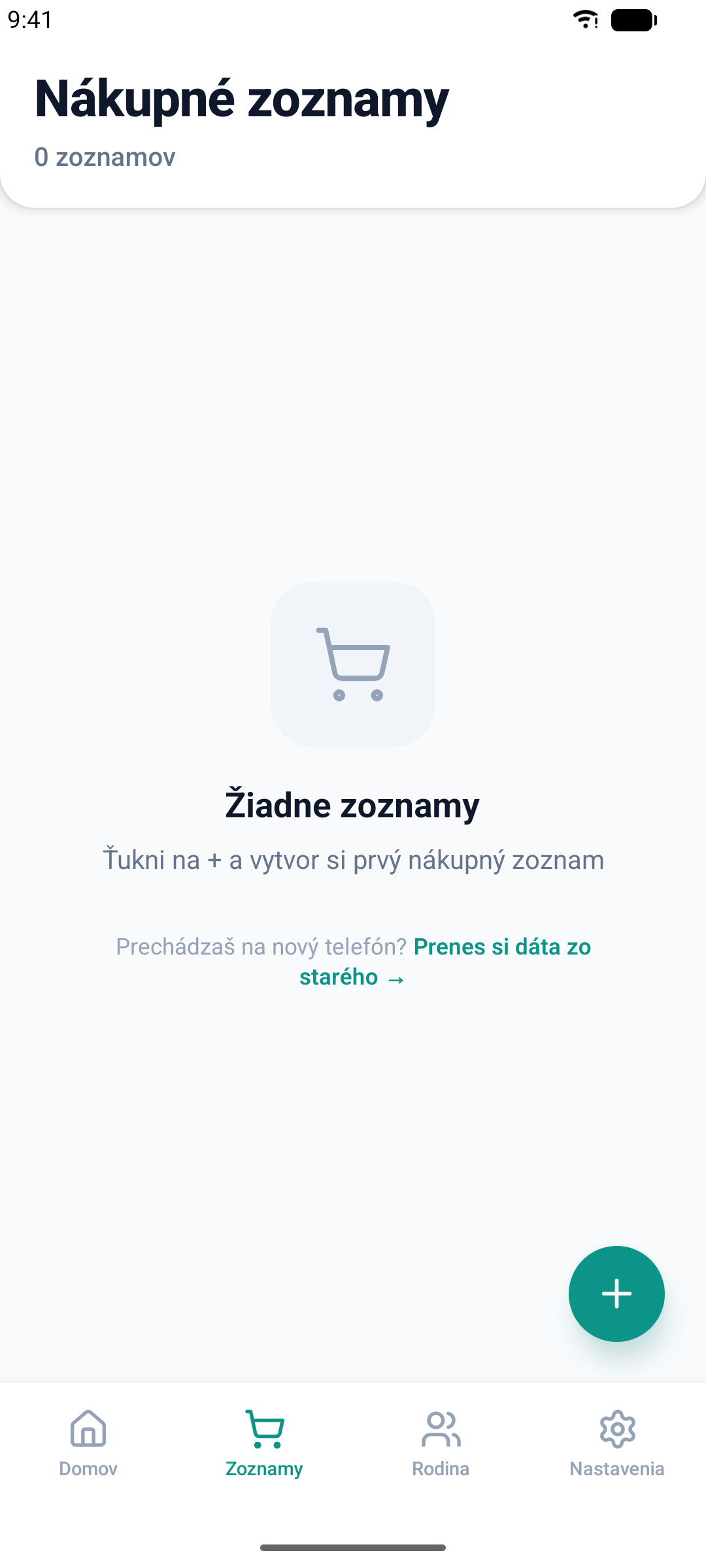 Prázdna obrazovka zoznamov